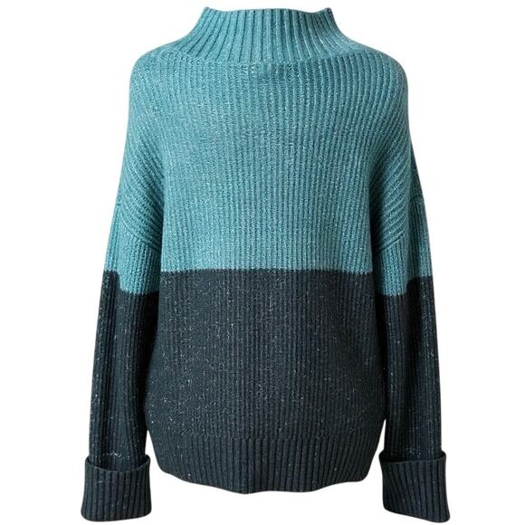 Z SUPPLY Poppy Ribbed Sweater Deep Sea Green Colorblock Pullover Women’s Small - Picture 3 of 8